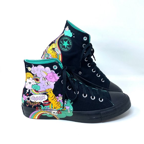 Converse Men's Size 9 171271F CTAS PSYCHEDELIC HOOPS Black Canvas Hi Top Sneaker - Picture 7 of 10